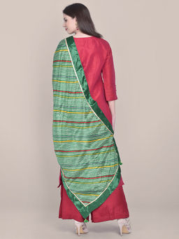 Dupatta Bazaar - Women's Lehariya Green Crepe Dupatta.