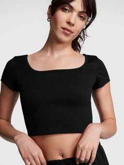 Victoria's Secret - Women Black Polyamide Crop Top