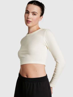Victoria's Secret - Women Beige Cotton Blend Crop Top