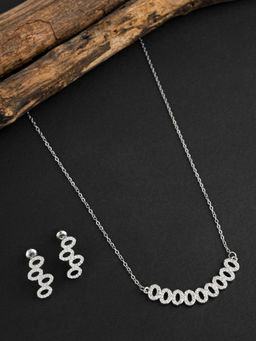 E2O - Silver Necklace with Earrings for Women