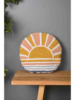 SAY - Multicolor Round Truffted Cotton Cushion Cover (16 x 16 inches)
