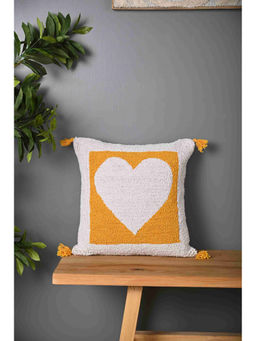 SAY - White Heart Design Truffted Cushion Cover (16 x 16 inches)