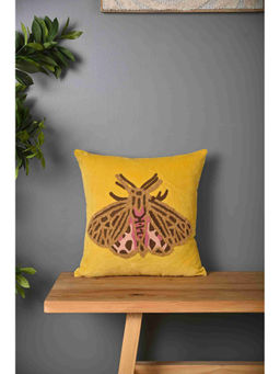 SAY - Yellow Beetle Design Velvet Cushion Cover (16 x 16 inches)