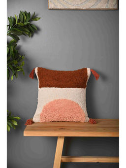 SAY - Multicolor Truffted Cotton Cushion Cover (16 x 16 inches)