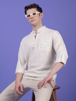 CRIMSOUNE CLUB - Men Off White Linen Kurta