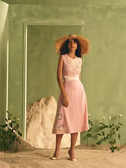 BOHO-CHIC By Sukriti Jain - Caprese Cutwork Embroidered Pastel Midi Dress