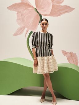 BOHO-CHIC By Sukriti Jain - Mix And Match Crochet And Eyelet Lace Dress