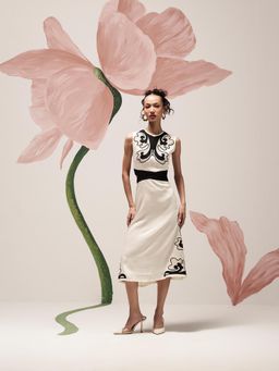 BOHO-CHIC By Sukriti Jain - Monochrome Cutwork Embroidered Midi Dress