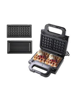 Fumato - 2 in 1 Sandwich Maker with Grill & Waffle Plates 850W, Black