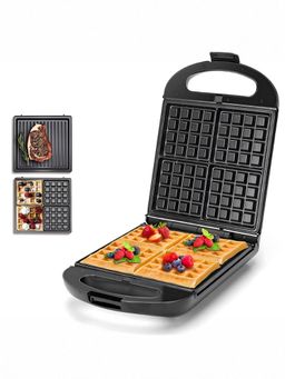 Fumato - 4 Slice Sandwich Maker with Grill & Waffle Plates 850W, Black