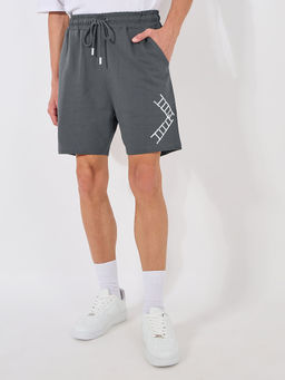 Styli - Men Grey Ladder Placement Print Regular Fit Cotton Shorts