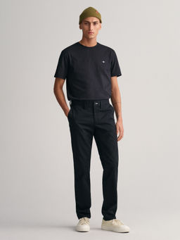 GANT - Men Black Solid Slim Fit Mid-Rise Trouser