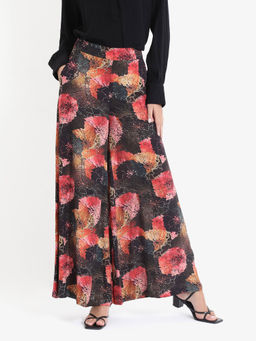 RAREISM - Womens Flared Ankle Length Floral Print Trouser