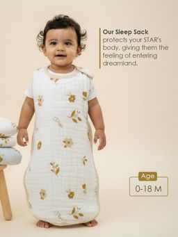 Baby Moo - Floral Print 6 Layer Snap Button Muslin Sleeping Bag