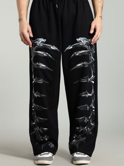 XTREMEX - Pure Cotton Blackbone Men Loose Fit Graphic Trackpant