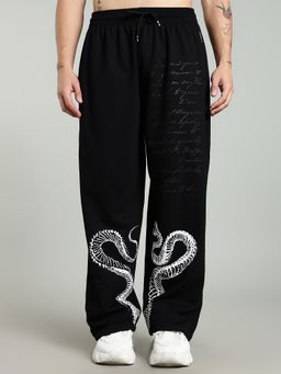 XTREMEX - Pure Cotton Black Mamba Men Loose Fit Graphic Trackpant