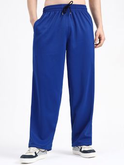 XTREMEX - Pure Cotton Fleece Twin Zip Blue Loose Fit Solid Trackpant