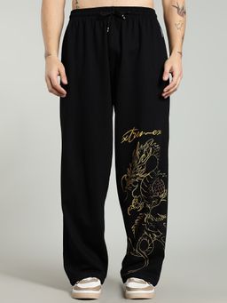 XTREMEX - Pure Cotton Golden Wrath Men Loose Fit Graphic Trackpant
