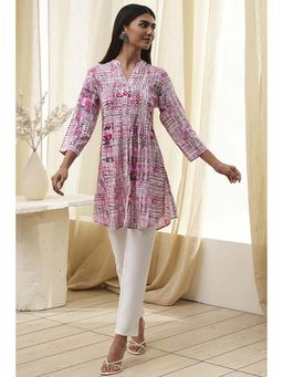 Biba - Women Pink Viscose Rayon Printed Short Kurti