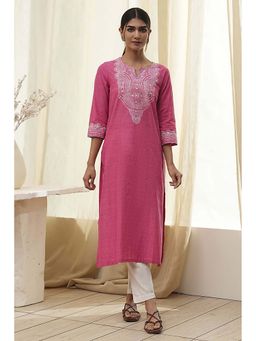 Biba - Women Pink Straight Kurta