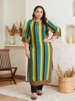 Rustorange - Multicolour Striped Long Kurta