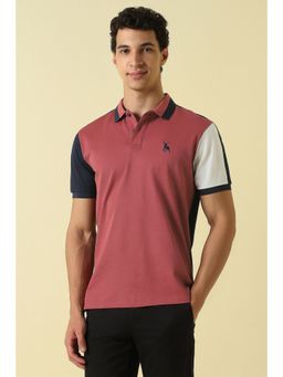 Allen Solly - Men Pink Patterned Polo Neck T-shirt