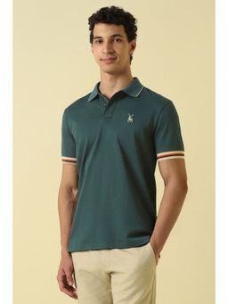 Allen Solly - Men Green Solid Polo Neck T-shirt