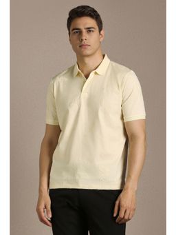 Louis Philippe - Men Yellow Textured Polo Neck T-shirt