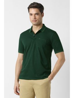 Peter England - Men Green Solid Polo Neck T-Shirt