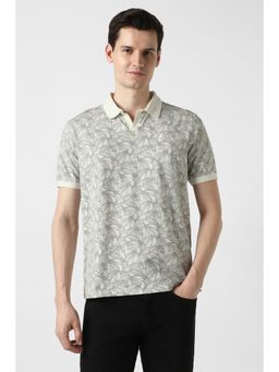 Peter England - Men Grey Print Polo Neck T-Shirt