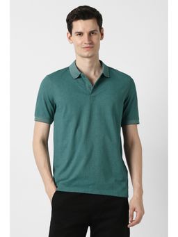 Peter England - Men Blue Print Polo Neck T-Shirt