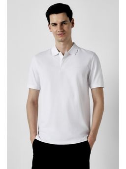 Peter England - Men White Solid Polo Neck T-Shirt
