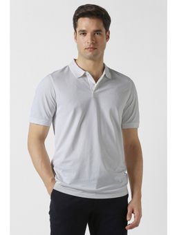 Peter England - Men White Solid Polo Neck T-Shirt