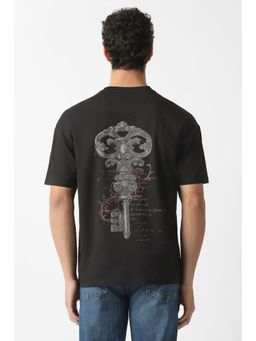 Van Heusen - Men Black Graphic Print Crew Neck T-shirt
