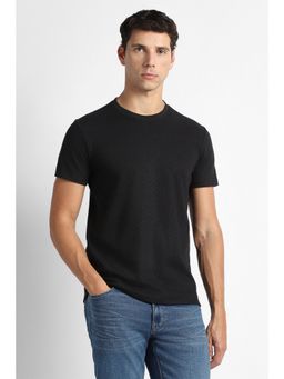 Van Heusen - Men Black Textured Crew Neck T-shirt