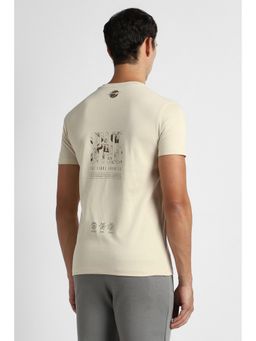 Van Heusen - Men Beige Graphic Print Crew Neck T-shirt