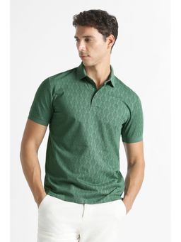 Van Heusen - Men Green Print Polo Neck T-shirt