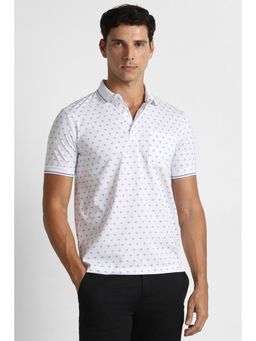 Van Heusen - Men White Print Polo Neck T-shirt