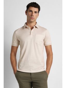 Van Heusen - Men Peach Print Polo Neck T-shirt