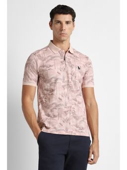 Van Heusen - Men Pink Print Polo Neck T-shirt
