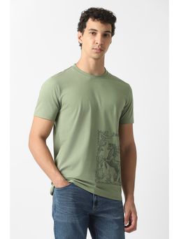 Van Heusen - Men Green Graphic Print Crew Neck T-shirt