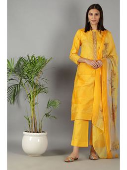 Barara Ethnic - Sunrise Yellow Printed Straight Kurta Set with Dupatta