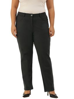 theRebelinme - Plus Size Womens Dark Grey Color Straight Fit Trouser