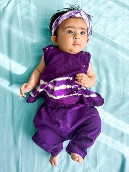 TIBER TABER - Baby Girl Tie Dye Stripe - Purple (Set of 1)