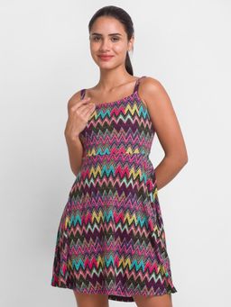 Globus - Multi Chevron Printed Strappy Fit and Flare Dress