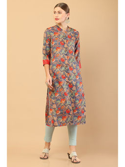 Soch - Blue Rayon Printed Kurta