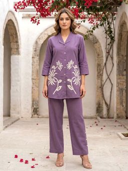 Autumnlane - Sargi Periwinkle Embroidery Cotton Co-Ord Set