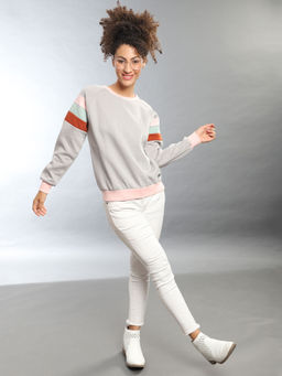 Campus Sutra - Grey Women Solid Stylish Casual Sweaters