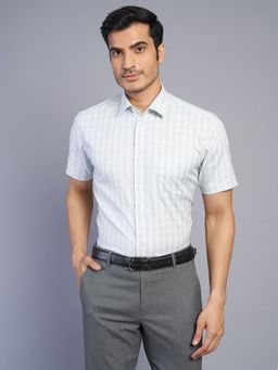 JadeBlue - Men Green Pure Cotton Checks Regular Fit Formal Shirt