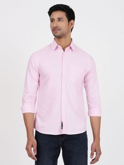 Greenfibre - Men Pink Cotton Solid Slim Fit Casual Shirt